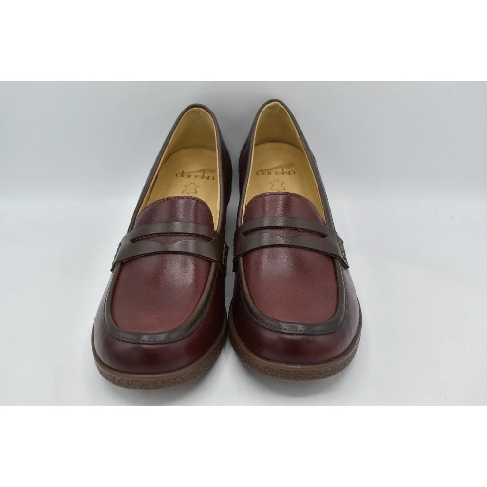 Dansko EU 39 Danica Burnished Plum Chocolate Leather Waterproof Loafers Shoes